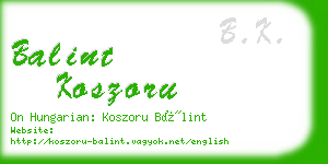 balint koszoru business card